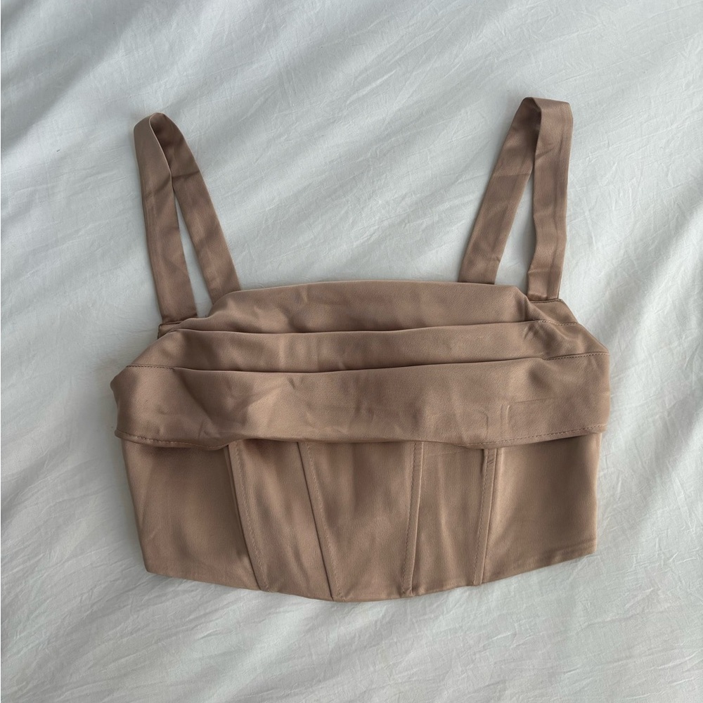 Dynamite Bronze Satin Corset Top